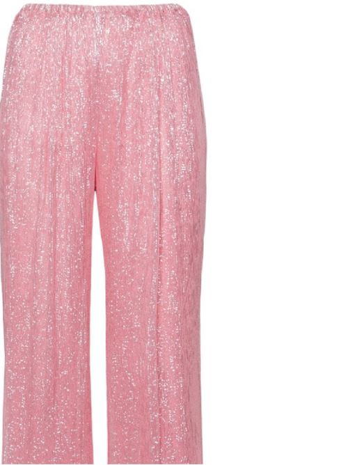 Pantalone pigiama in chiffon di seta e lurex con perline Forte forte | 12396LIGHT ROSE